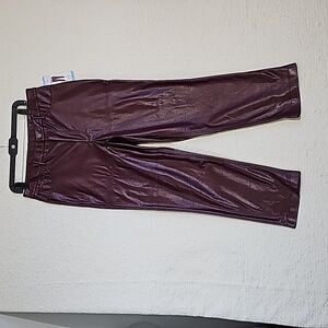 NWT Joie Vegan Faux Burgundy Leather Straight Leg Pants ~ Size 10